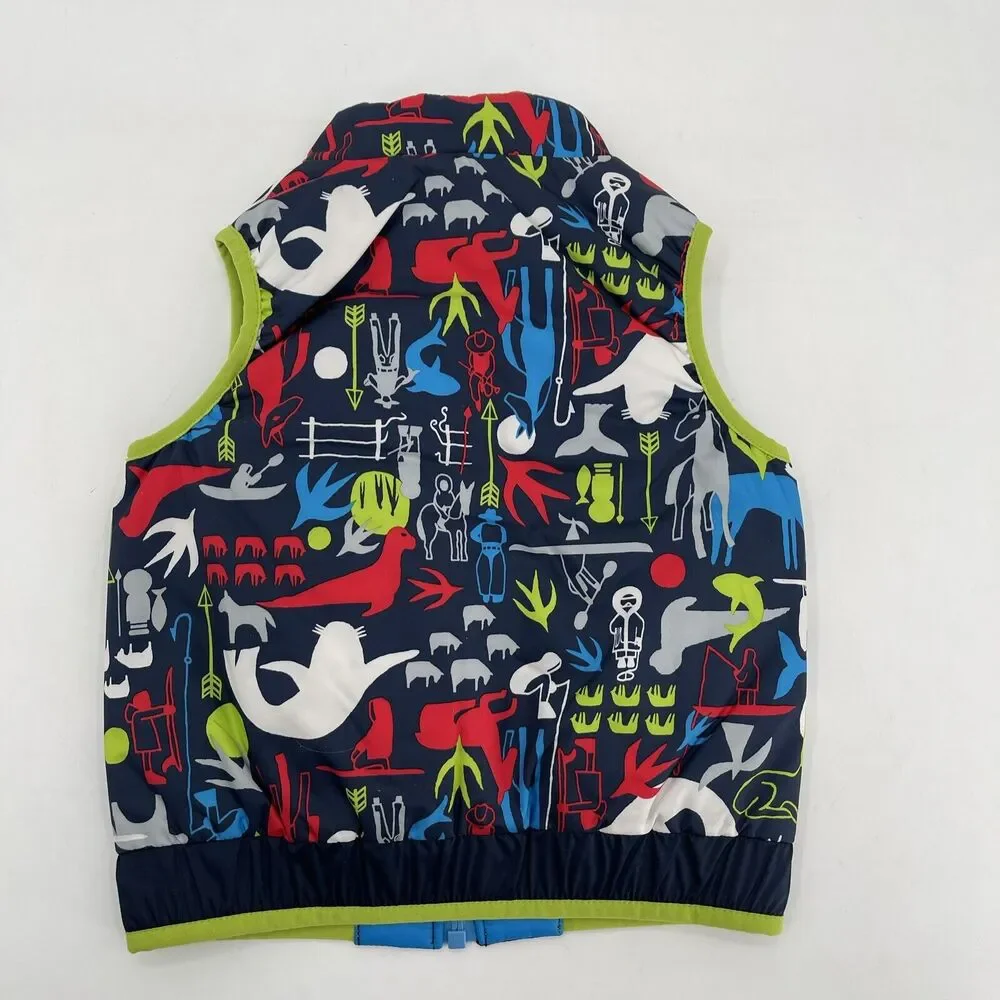 Patagonia Reversible Puffer Vest‎ 12-18 Months Blue Animals Style 60200